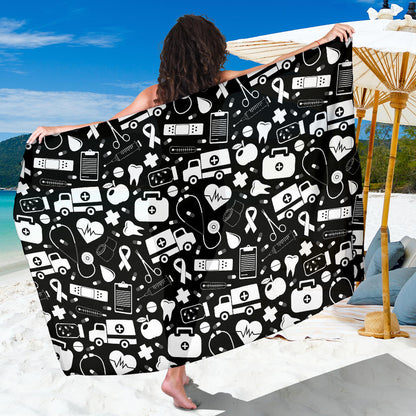 Medical Pattern Print Design 01 Sarong Pareo Wrap