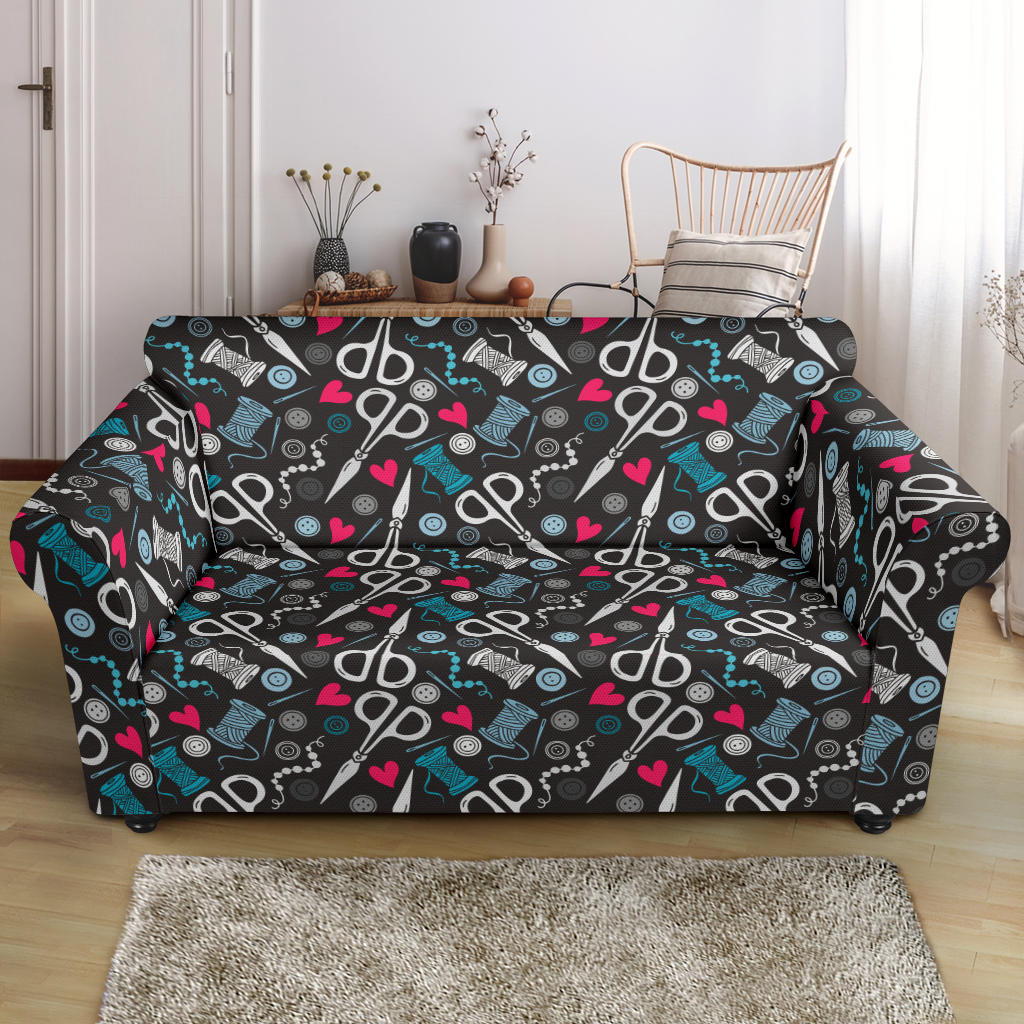 Sewing Equipment Print Design LKS305 Loveseat Couch Slipcover