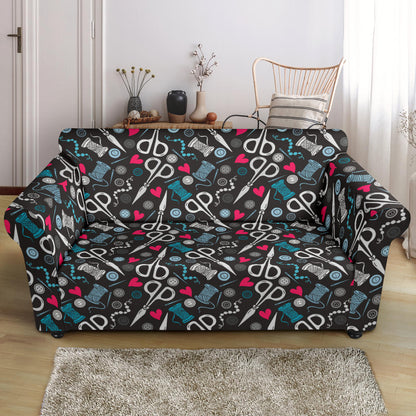 Sewing Equipment Print Design LKS305 Loveseat Couch Slipcover