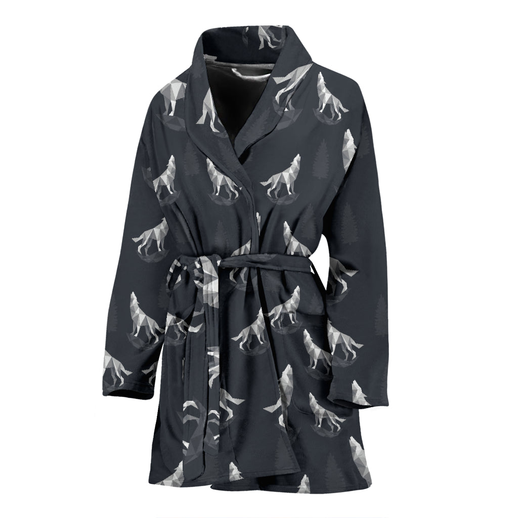 Wolf Print Design LKS303 Women Bathrobe