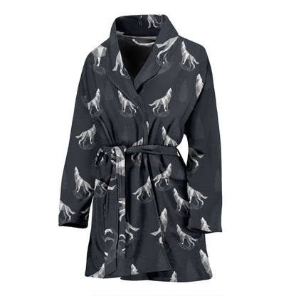 Wolf Print Design LKS303 Women Bathrobe