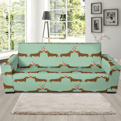 Dachshund Pattern Print Design 02 Sofa Slipcover