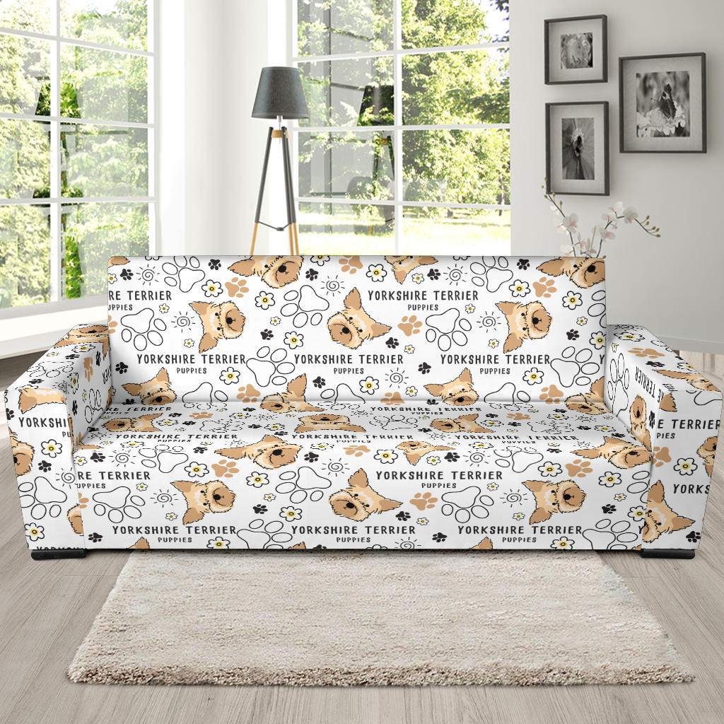 Yorkshire Terriers Print Design LKS308 Sofa Slipcover