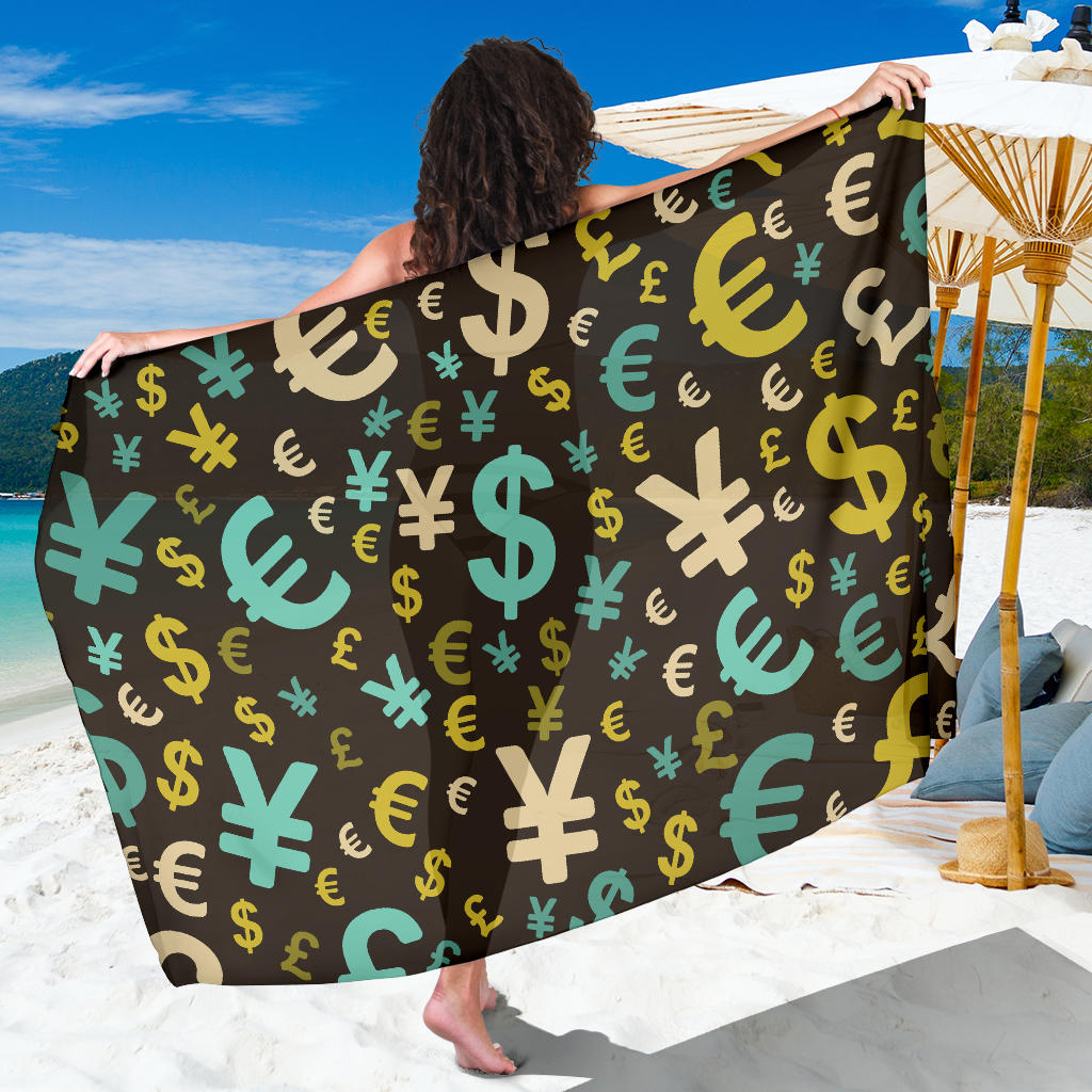 Money Pattern Print Design 01 Sarong Pareo Wrap