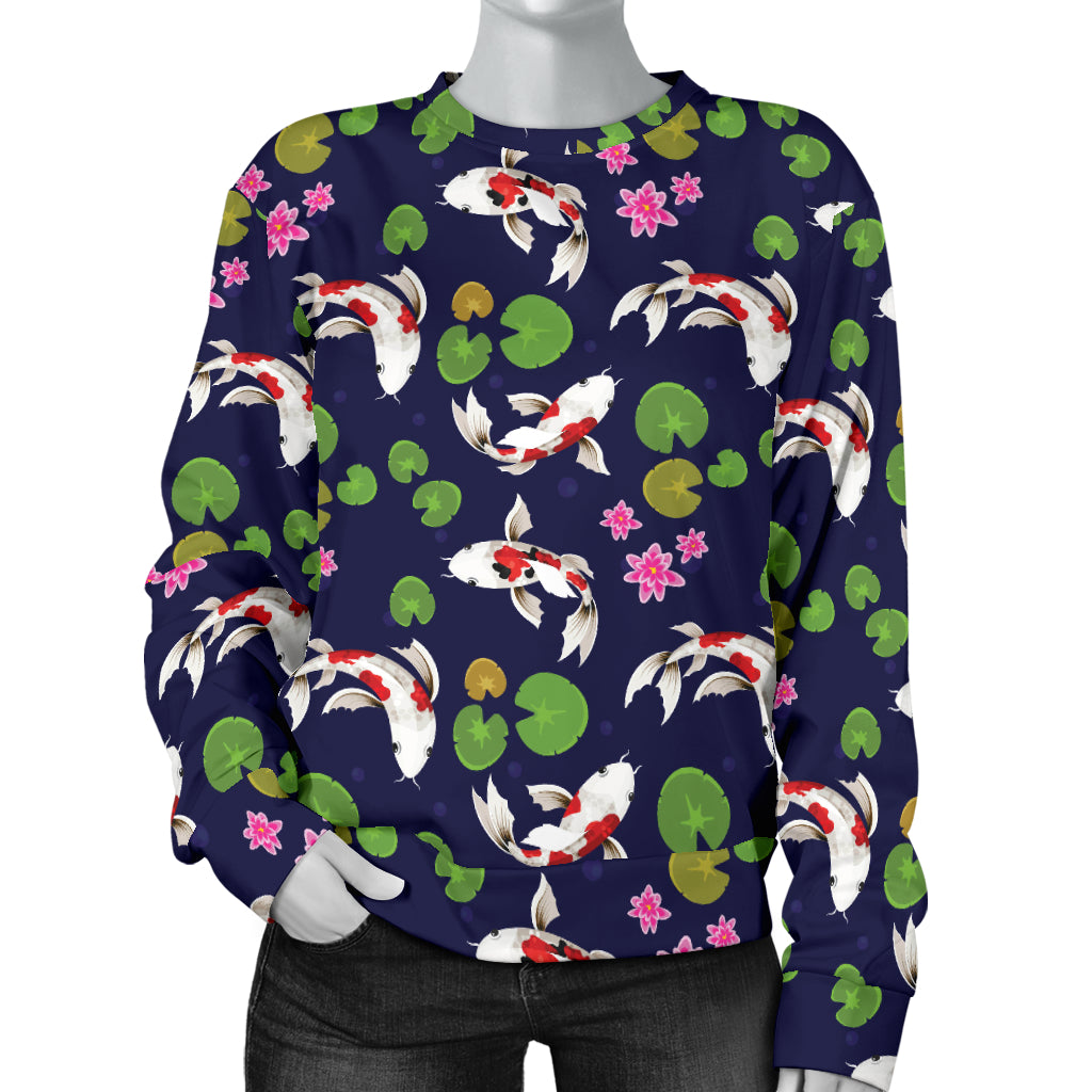 Koi Carp Pattern Design Themed Print Women Long Sleeve Sweatshirt