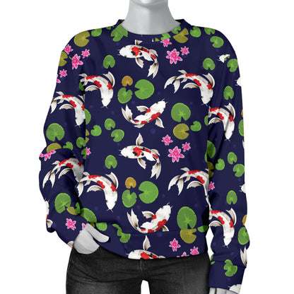 Koi Carp Pattern Design Themed Print Women Long Sleeve Sweatshirt