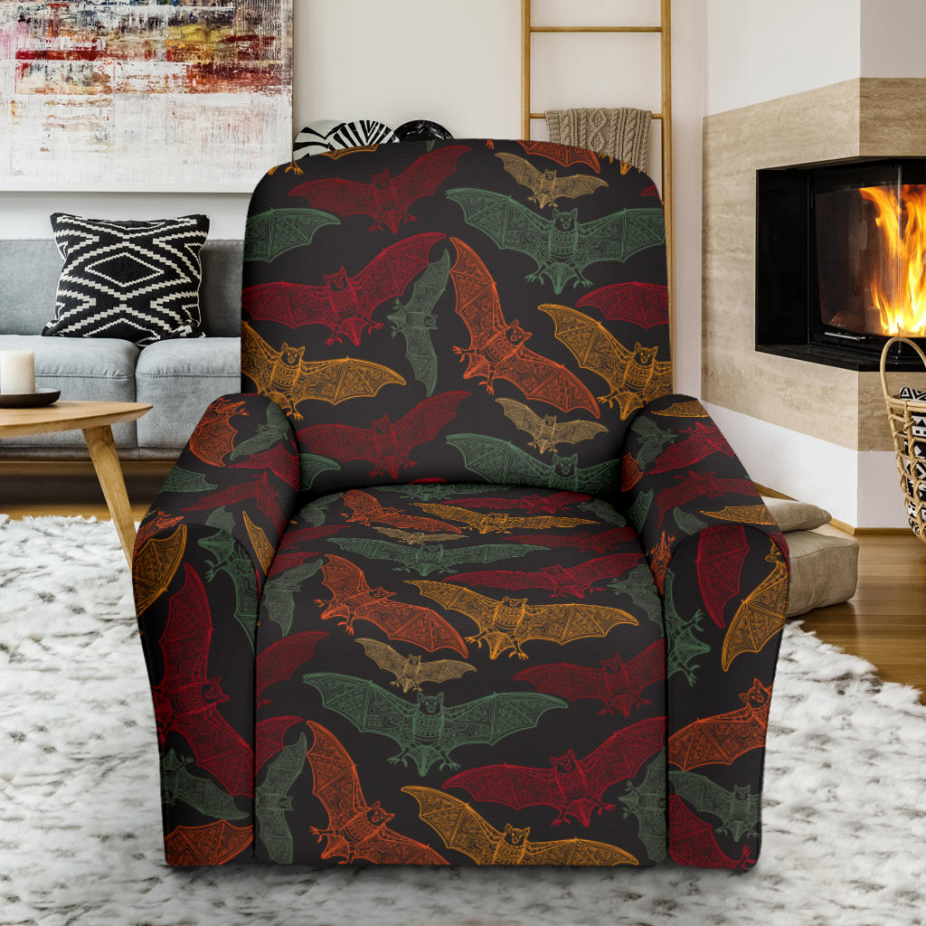 Bat Tribal Pattern Print Design 03 Recliner Slipcover with Pocket