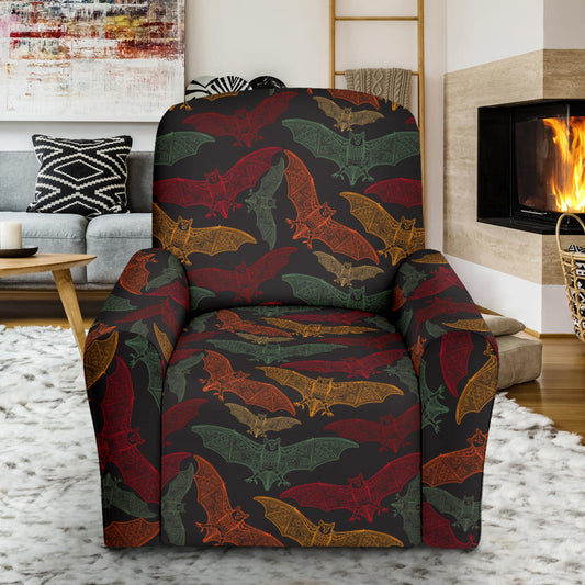 Bat Tribal Pattern Print Design 03 Recliner Slipcover with Pocket