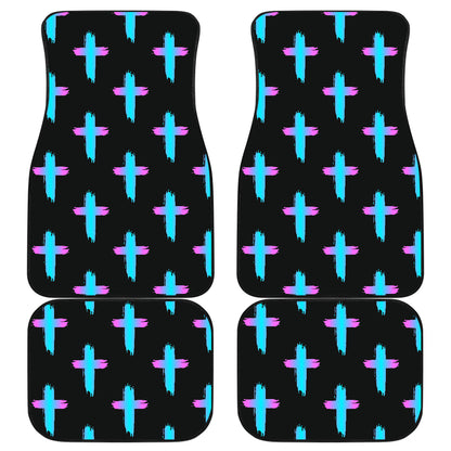 Christian Cross neon Pattern Car Floor Mats Front Back