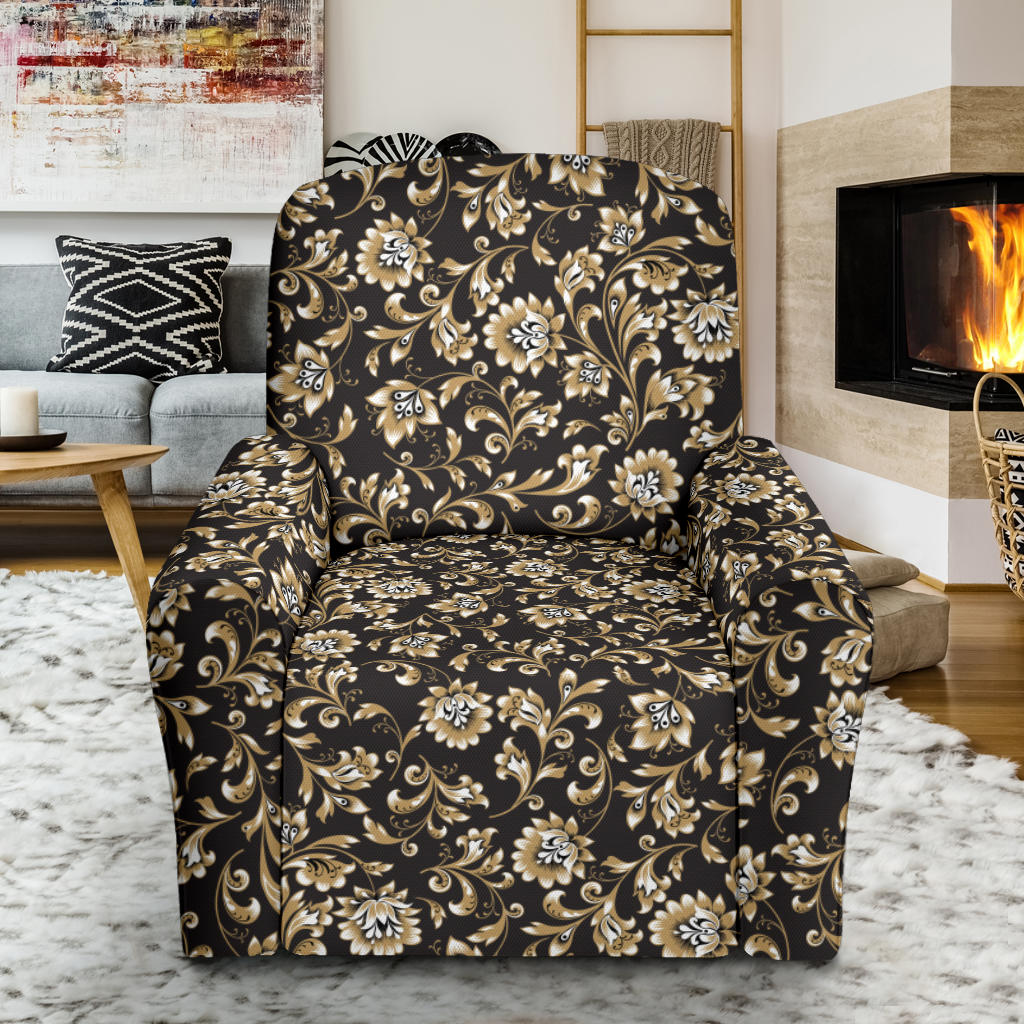 Brocade Pattern Print Design 03 Recliner Slipcover with Pocket