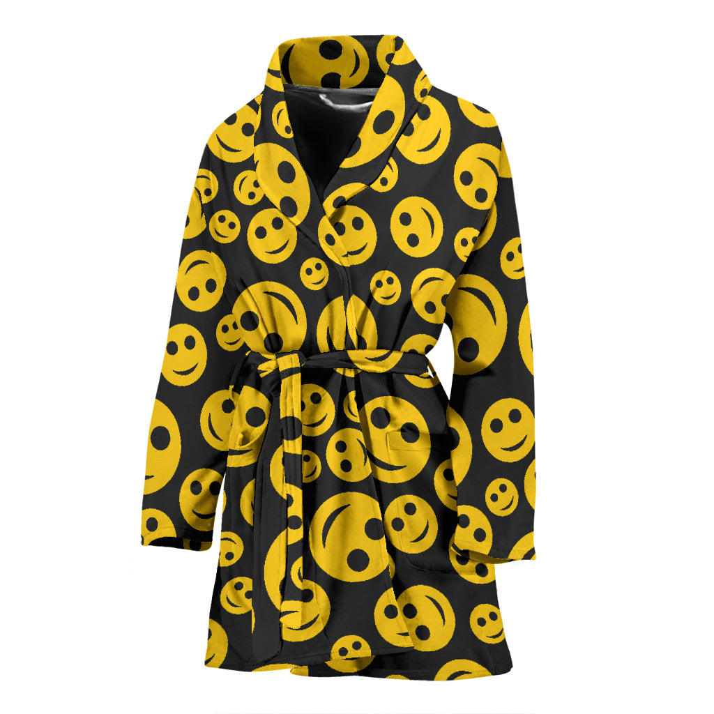 Smiley Face Emoji Print Design LKS304 Women Bathrobe