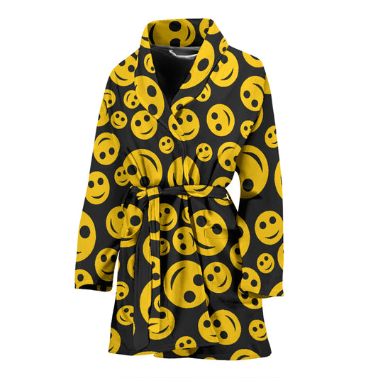 Smiley Face Emoji Print Design LKS304 Women Bathrobe