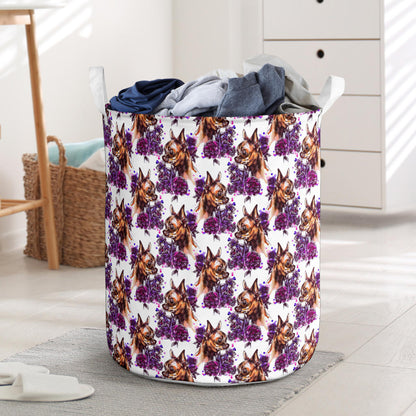 Chihuahua Purple Floral Laundry Basket