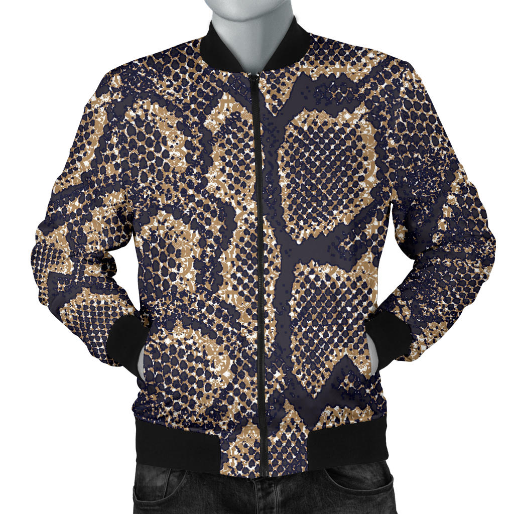 Snake Skin Pattern Print Men Bomber Jacket