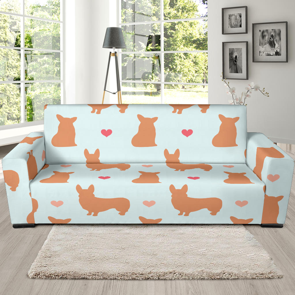 Pembroke Welsh Corgis Pattern Print Design A01 Sofa Slipcover