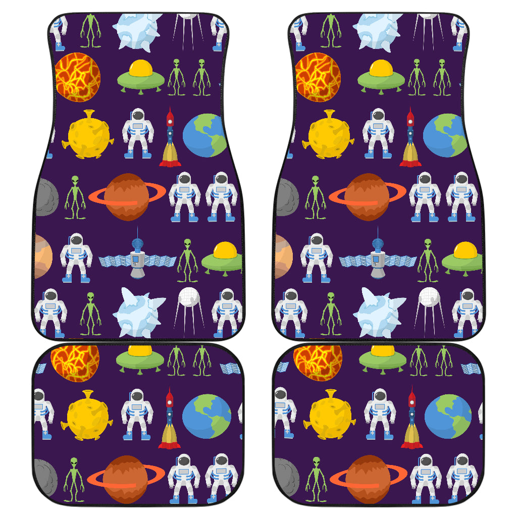 Alien Astronaut Planet Car Floor Mats Front Back
