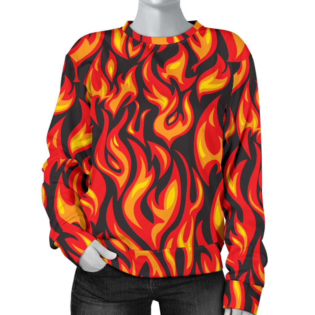 Flame Fire Print Pattern Women Long Sleeve Sweatshirt