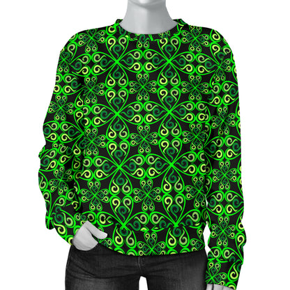 Celtic Green Neon Design Women Long Sleeve Sweatshirt
