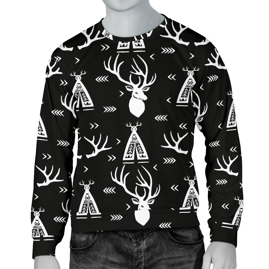 Deer Native Indian Print Pattern Men Long Sleeve Sweatshirt