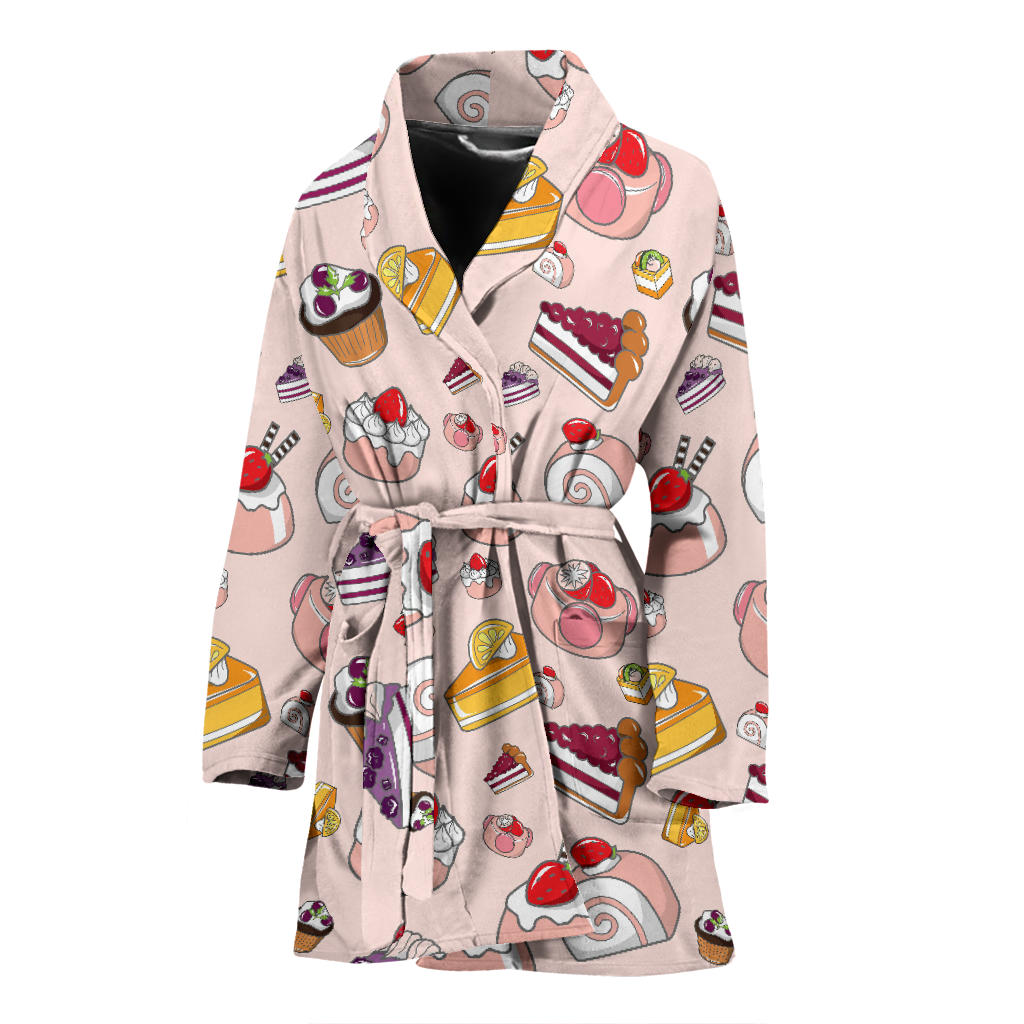 Cake Pattern Print Design 01 Women Bathrobe