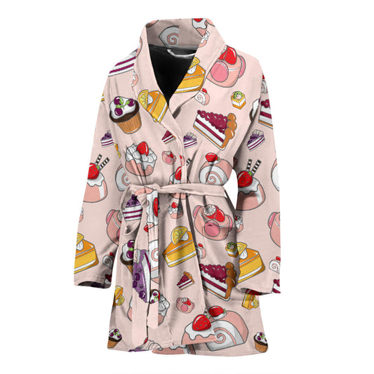 Cake Pattern Print Design 01 Women Bathrobe