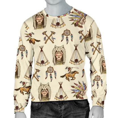 Native Indian Pattern Design Print Men Long Sleeve Sweatshirt