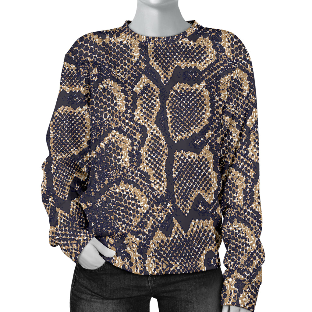 Snake Skin Pattern Print Women Long Sleeve Sweatshirt