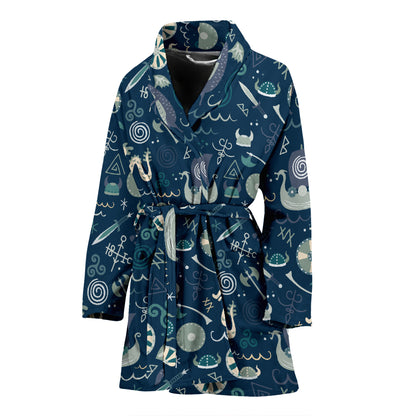 Vikings Print Design LKS305 Women Bathrobe