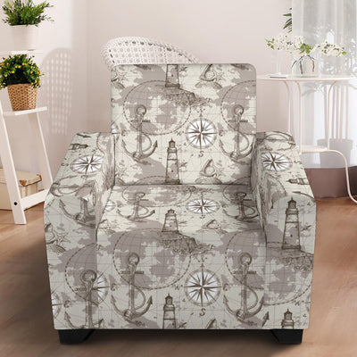 Nautical Map Design Themed Print Armchair Slipcover