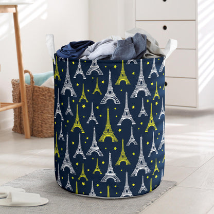 Eiffel Tower Star Print Laundry Basket