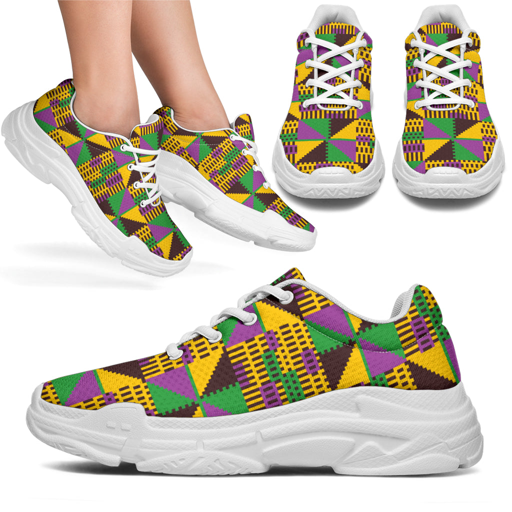 Kente Triangle Design African Print Chunky Sneakers