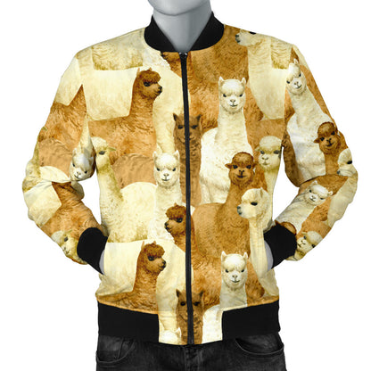 Alpaca Watercolor Design Themed Print Men Bomber Jacket