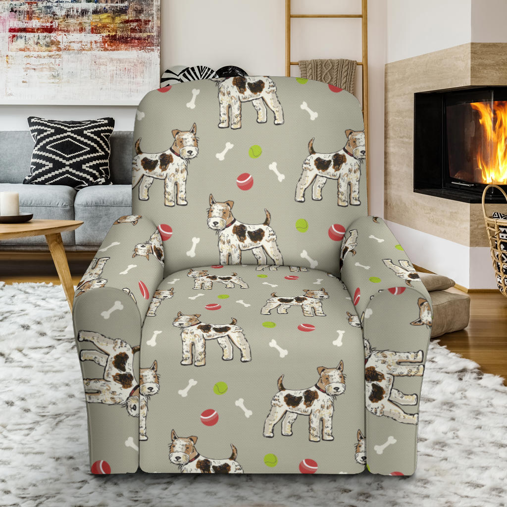 Toy Fox Terriers Print Design LKS301 Recliner Slipcover with Pocket