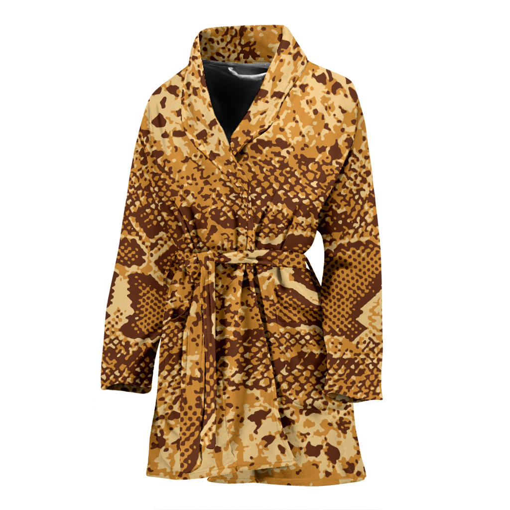 Python Brown Pattern Print Design A03 Women Bathrobe