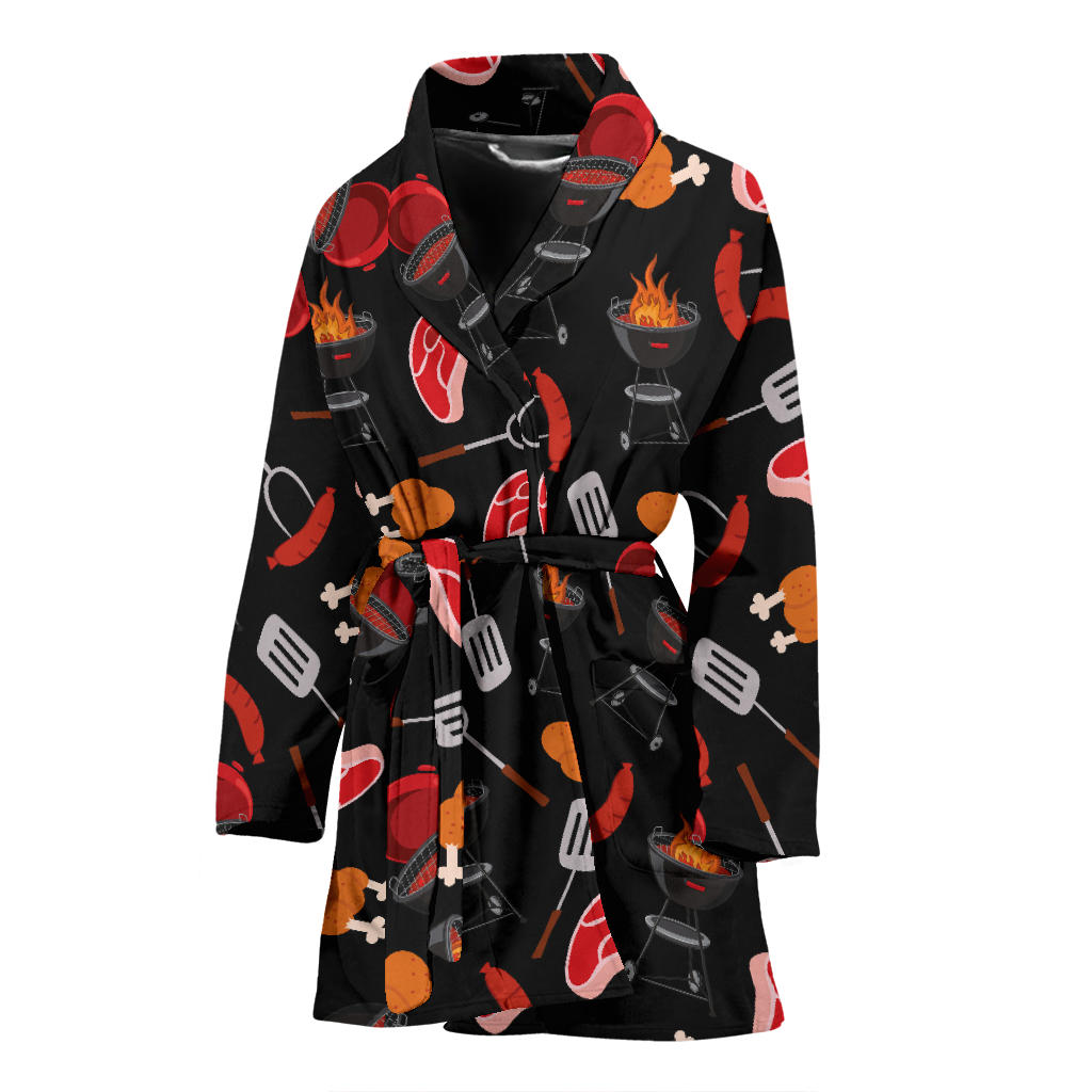 Barbecue Pattern Print Design 04 Women Bathrobe