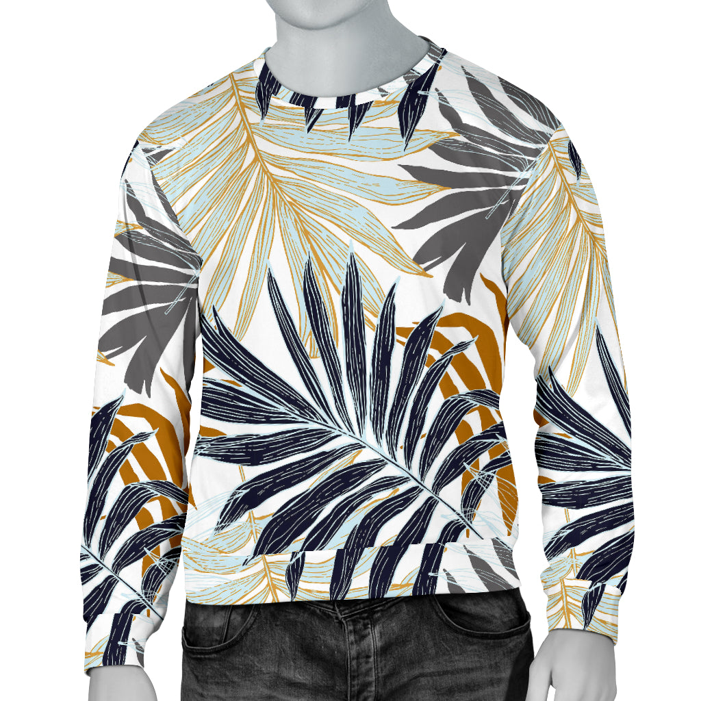 Colorful Tropical Palm Leaves Men Long Sleeve Sweatshirt
