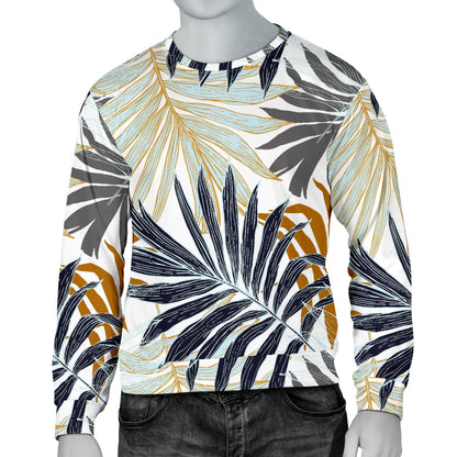 Colorful Tropical Palm Leaves Men Long Sleeve Sweatshirt