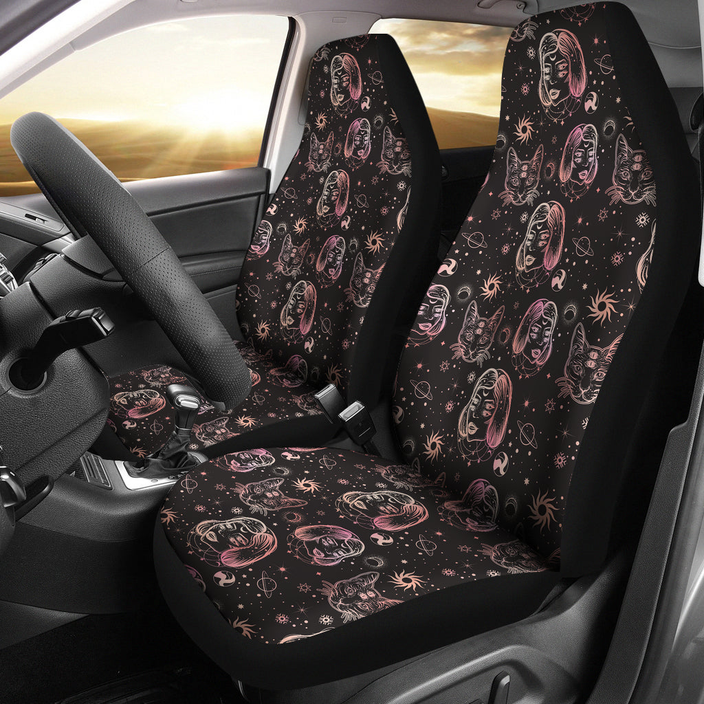 Third Eye Girl Cat Print Design LKS305 Car Seat Covers