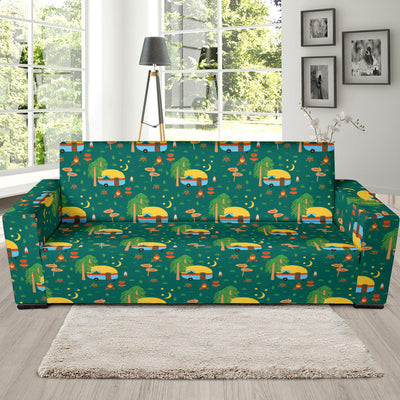 Camping Camper Pattern Print Design 06 Sofa Slipcover