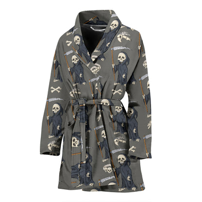 Skeleton Print Design LKS308 Women Bathrobe
