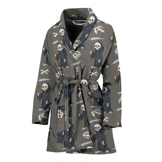 Skeleton Print Design LKS308 Women Bathrobe