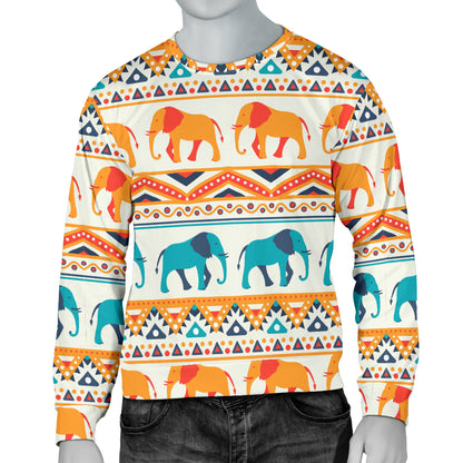 Elephant Aztec Ethnic Print Pattern Men Long Sleeve Sweatshirt