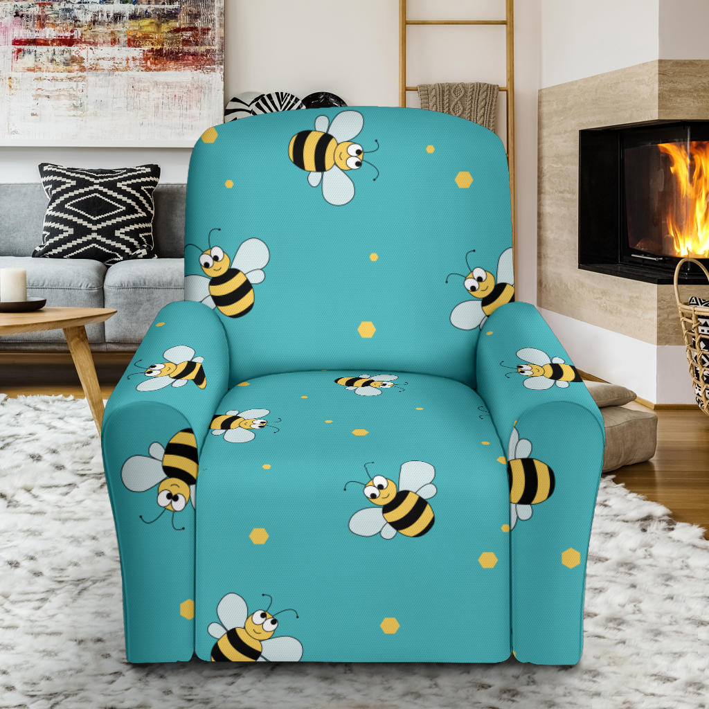Bee With Dot Print Design LKS309 Recliner Slipcover with Pocket
