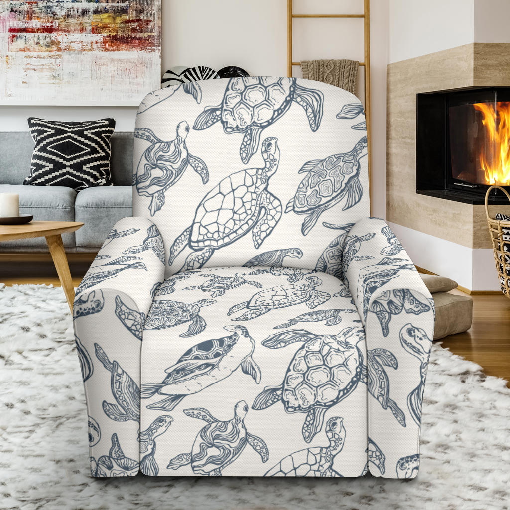 Sea Turtle Print Design LKS304 Single Sofa Slipcover