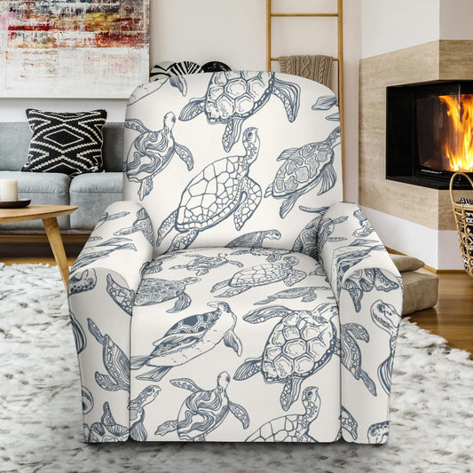 Sea Turtle Print Design LKS304 Single Sofa Slipcover