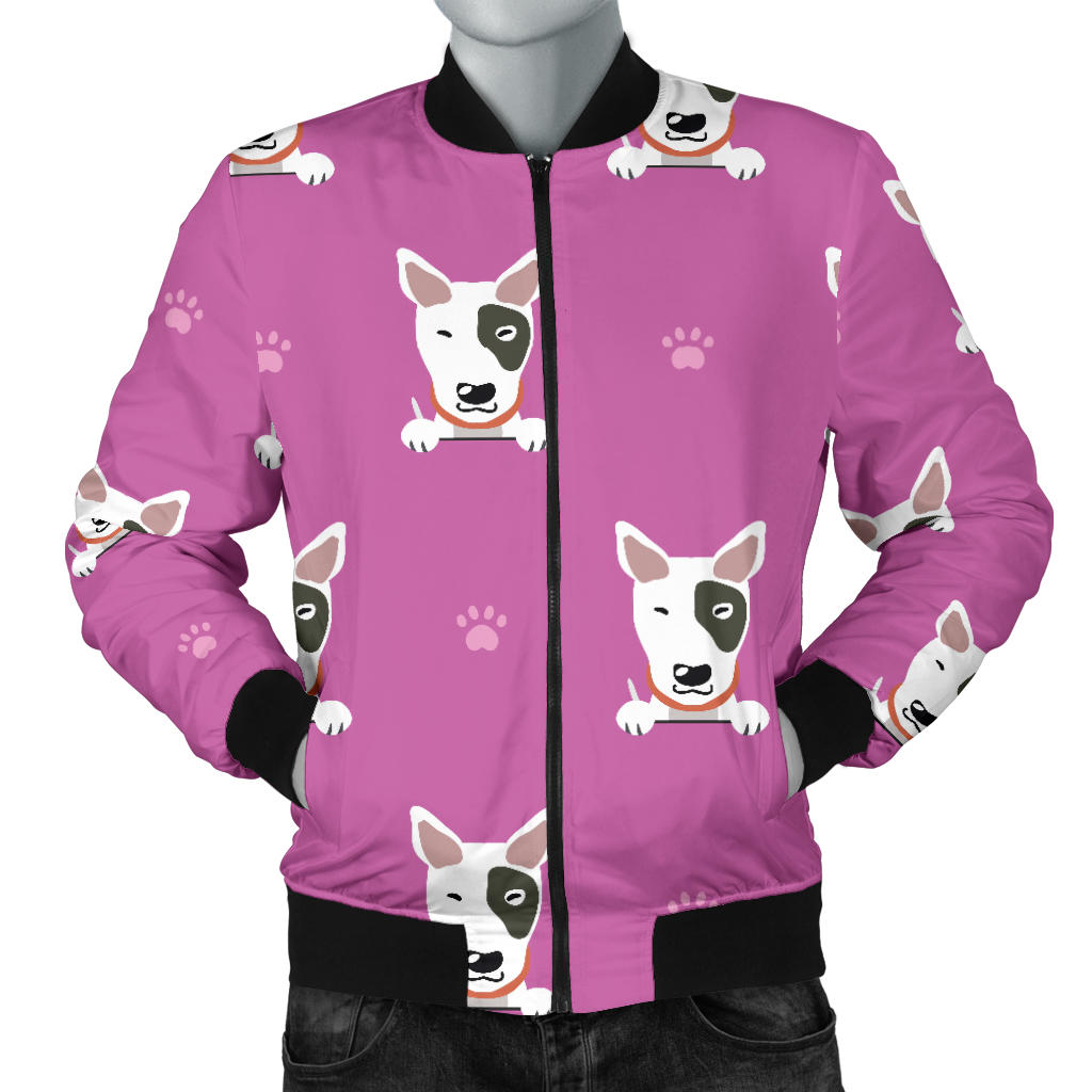 Bull Terrier Happy Print Pattern Men Bomber Jacket