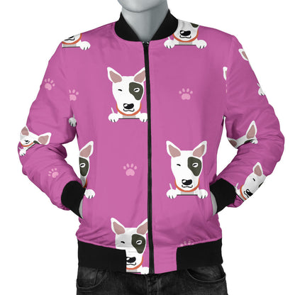 Bull Terrier Happy Print Pattern Men Bomber Jacket