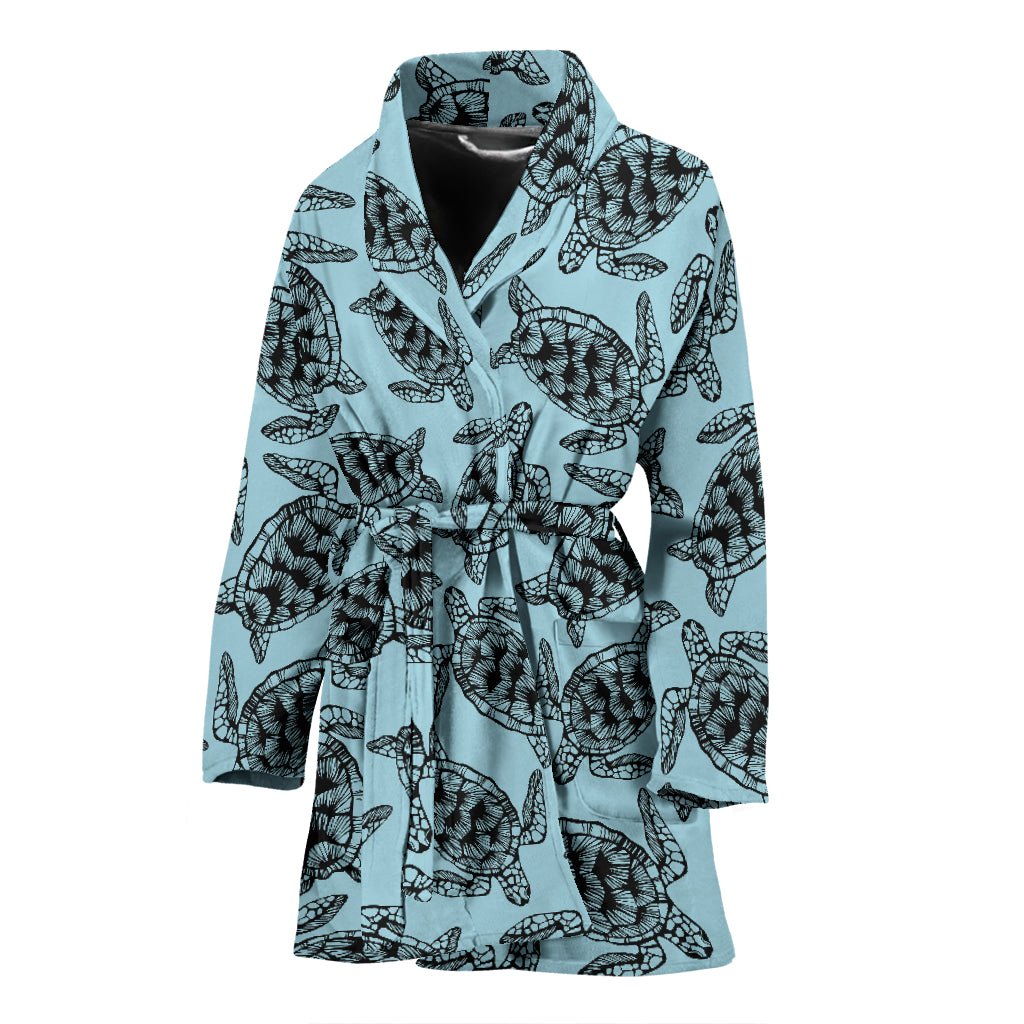Sea Turtle Print Design LKS3010 Women Bathrobe
