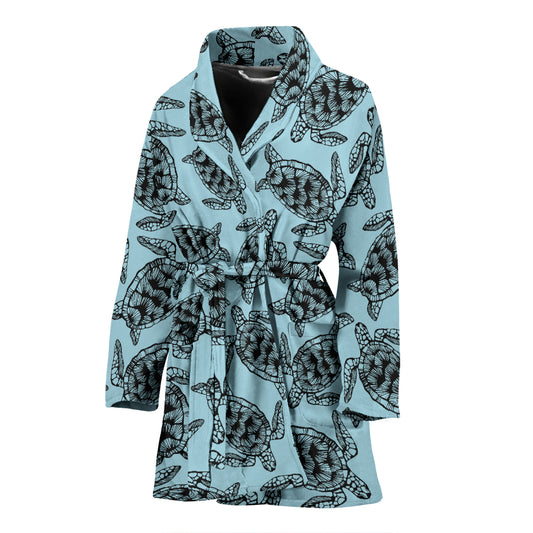Sea Turtle Print Design LKS3010 Women Bathrobe