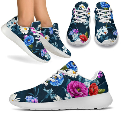 Floral Blue Themed Print Athletic Shoes